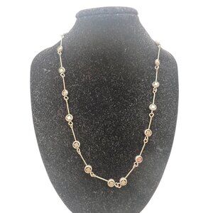 Vintage Geometric Metal Link Necklace Modernist Industrial Silver Tone 16" Korea